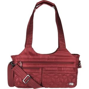 Lug Handbag East/West Shallow Streetcar Purse Tote Shoulder Bag Cranberry